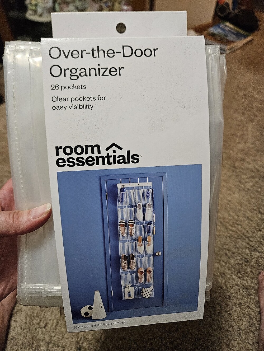 Room Essentials White Clear Over-the-Door 26-Pocket Organizer